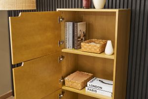 Buffet haut scandinave bois clair hévéa L60 cm LEENA