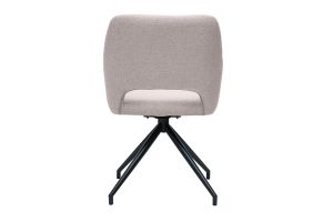 Chaise pivotante 360° en tissu effet velours texturé beige et métal noir LAURETTE