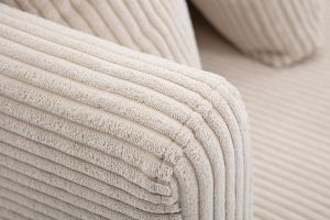 Canapé scandinave déhoussable 2 places en tissu velours côtelé beige et bois clair OSLO