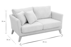 Canapé scandinave déhoussable 2 places en tissu velours côtelé beige et bois clair OSLO
