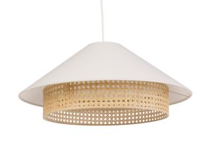 Suspension en coton écru et cannage rotin naturel D50 cm HAIKO