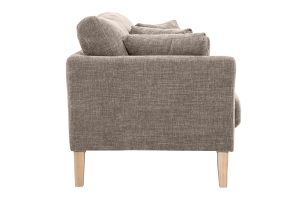 Canapé scandinave déhoussable 3 places en tissu effet velours texturé taupe et bois clair OSLO