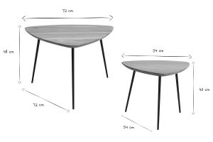 Tables basses gigognes bois massif et métal noir (lot de 2) STONES