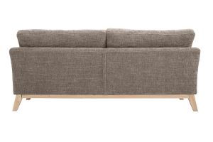 Canapé scandinave déhoussable 3 places en tissu effet velours texturé taupe et bois clair OSLO