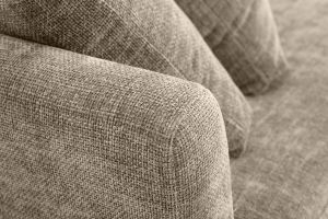 Canapé scandinave déhoussable 3 places en tissu effet velours texturé taupe et bois clair OSLO