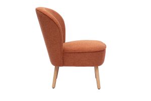Fauteuil scandinave en tissu effet velours texturé terre brûlée et bois clair AMANITA