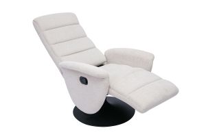 Fauteuil pivotant relax manuel en tissu chenille beige NELSON