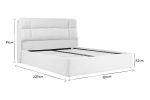 Lit coffre 2 places 160x200 cm en tissu texturé beige HONO