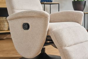 Fauteuil pivotant relax manuel en tissu chenille beige NELSON
