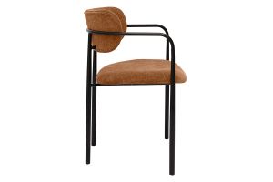 Chaises en tissu effet velours texturé terre brûlée et métal noir (lot de 2) SWIFT