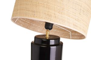 Lampe à poser noire en céramique et abat-jour en rabane H64 cm MAJES