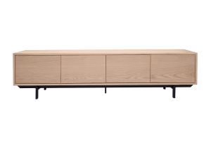 Meuble TV finition bois chêne et métal noir L200 cm MANNY