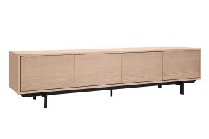 Meuble TV finition bois chêne et métal noir L200 cm MANNY