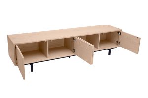 Meuble TV finition bois chêne et métal noir L200 cm MANNY