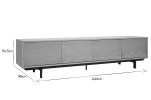 Meuble TV finition bois chêne et métal noir L200 cm MANNY