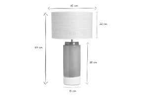 Lampe à poser verte en céramique et abat-jour en rabane H64 cm MAJES