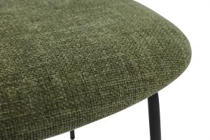 Chaises design en tissu effet velours texturé vert kaki, métal noir et cannage rotin (lot de 2) MIRANDA