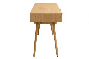 Bureau finition bois clair, cannage rotin et métal noir 3 tiroirs L120 cm MANILLE
