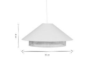 Suspension en coton écru et cannage rotin naturel D50 cm HAIKO