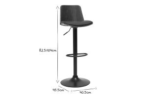 Tabouret de bar réglable noir et bois foncé DOA