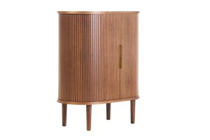 Buffet haut vintage avec portes coulissantes bois foncé noyer L70 cm EPIC