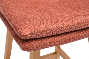 Tabouret de bar en tissu effet velours texturé terracotta et bois (lot de 2) JOAN