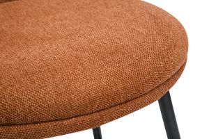 Tabourets de bar design en tissu effet velours texturé terre brûlée et métal noir (lot de 2) ROSALIE