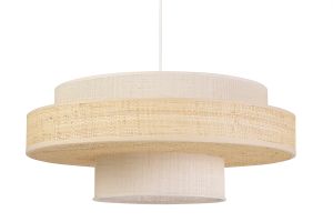 Suspension en jute blanche et rabane naturelle D50 WAKI