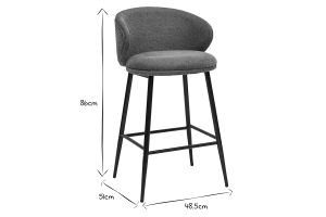 Tabourets de bar design en tissu effet velours texturé terre brûlée et métal noir (lot de 2) ROSALIE