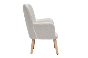 Fauteuil enfant scandinave en tissu effet velours texturé beige et bois clair BABY BRISTOL