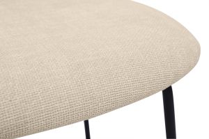 Designstühle aus beigem Textur-Veloursstoff, schwarzem Metall und Rattan-Geflecht (2er-Set) MIRANDA