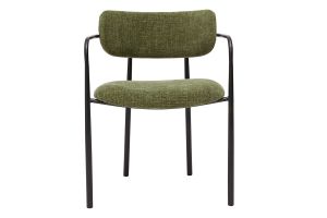 Chaises en tissu effet velours texturé vert kaki et métal noir (lot de 2) SWIFT