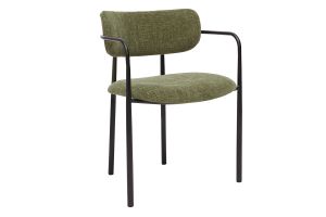 Chaises en tissu effet velours texturé vert kaki et métal noir (lot de 2) SWIFT