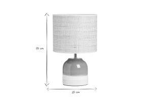 Lampe à poser verte en céramique et abat-jour en rabane H35 cm PIEGA
