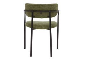 Chaises en tissu effet velours texturé vert kaki et métal noir (lot de 2) SWIFT