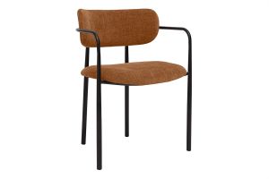 Chaises en tissu effet velours texturé terre brûlée et métal noir (lot de 2) SWIFT
