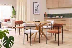 Chaises en tissu effet velours texturé terre brûlée et métal noir (lot de 2) SWIFT