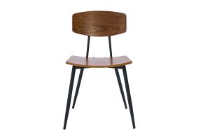 Chaises vintage en bois foncé noyer et métal noir (lot de 2) JOLINE