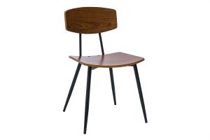 Chaises vintage en bois foncé noyer et métal noir (lot de 2) JOLINE