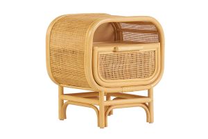 Comodino con cassetto in rattan LUWAK