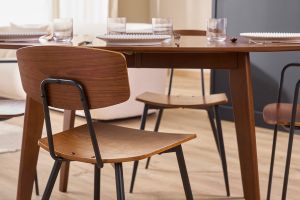 Chaises vintage en bois foncé noyer et métal noir (lot de 2) JOLINE