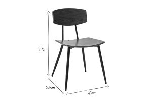 Chaises vintage en bois foncé noyer et métal noir (lot de 2) JOLINE