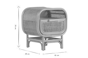 Comodino con cassetto in rattan LUWAK