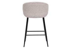Tabourets de bar design en tissu effet velours texturé beige et métal noir (lot de 2) ROSALIE