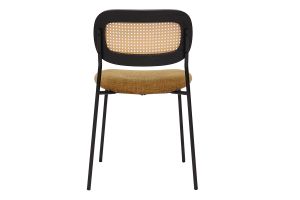 Chaises design en tissu effet velours texturé bronze, métal noir et cannage rotin (lot de 2) MIRANDA