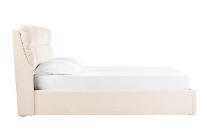 Lit coffre 2 places 160x200 cm en tissu texturé beige HONO