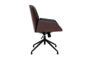 Chaise de bureau design pivotante 360° noire, bois foncé et métal noir MARLOW