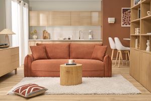 Applique murale en lin beige et cannage rotin naturel H20 cm TIWY