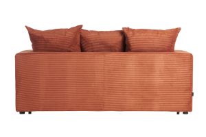 Canapé convertible 3 places en tissu velours côtelé terracotta avec matelas 13 cm BACIO