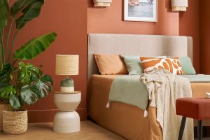 Table d'appoint ronde design avec rangement en métal grège et bois manguier massif D30 cm YOYO